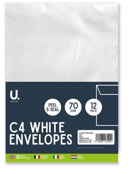 U Send Envelopes C4 X 15 Pack White x 12 U Send Envelopes C4 X 15 Pack White x 12